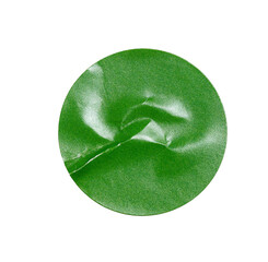 Fototapete - Blank green round crumpled paper promotion sticker label cutout isolated on a transparent background