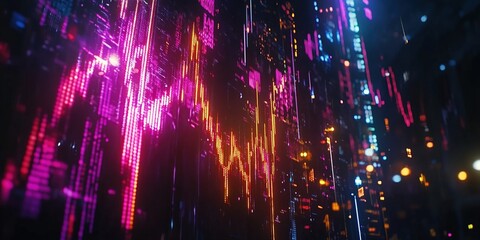 Poster - Visualizing Data Streams: Dynamic Charts and Graphs Showcase Information Flow in Neon Hues