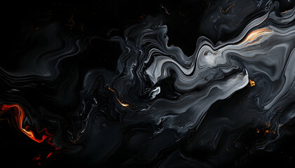 Poster - ethereal flux, a dark fluid abstract with flowing patterns, luminous accents, creating a mesmerizing