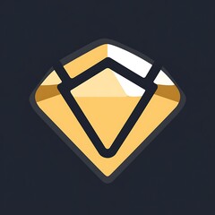 Poster - Stylized Diamond Icon with Golden and White Facets on Dark Background