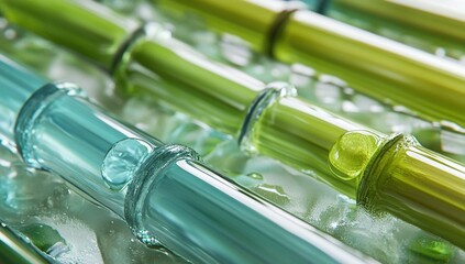 Poster - Glass Tubes Imitating Bamboo Design in Green Hues on Ice