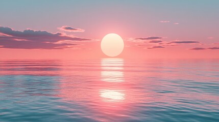 Wall Mural - gentle sunset illuminates the serene ocean with soft light