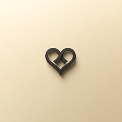 Poster - Stylized Black Heart Icon with Textured Detail on a Smooth Beige Background