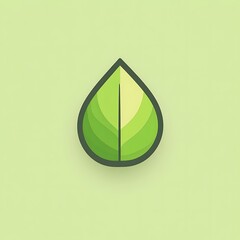 Poster - Stylized green leaf icon with light and shadow effect on light green background