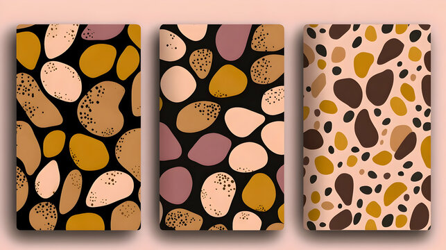 Abstract hand drawn geometric simple minimalistic seamless patterns set. Polka dot, stripes, waves, random symbols textures. Vector illustration