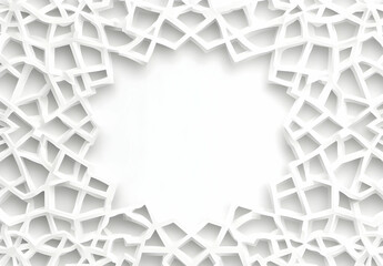 Poster - Intricate white geometric pattern with an opening, creating a modern and sophisticated background for design projects and artistic creations