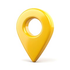 3d golden map pointer isolated on white