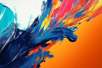 Wall Mural - vibrant abstract artwork with dynamic brush strokes and bold colors on a warm background