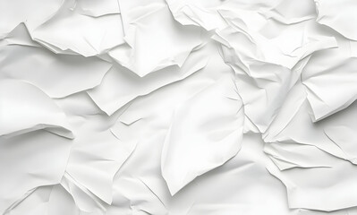 Poster - Abstract White Paper Chaos, A textured background of crumpled sheets evokes creative brainstorming or discarded ideas in a minimalist design