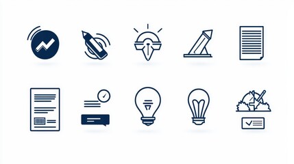 Poster - A clean and simple business icon pack in monochrome, featuring flat design elements with bold outlines on a neutral background.