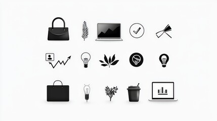 Poster - A crisp and elegant monochrome digital icon pack, ideal for business presentations, branding, and website design.