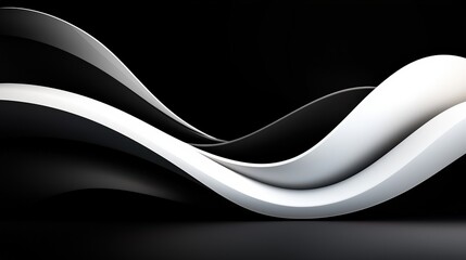 Poster - A dynamic set of abstract shapes in bold, high-contrast monochrome, featuring fluid curves and geometric precision.