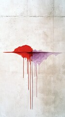 Poster - Abstract Expression of Color with Red and Purple Paint Dripping on Concrete Wall Surface
