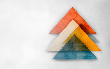 Poster - Abstract Layered Triangles in Vibrant Colors on Soft Textured Background for Creative Design Projects