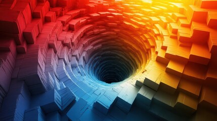 Poster - Colorful cube vortex, abstract background, digital art, website design