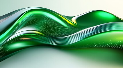 Poster - Dynamic Green Wave Composition Featuring Overlapping Curves in Varying Tones of Vibrant Green
