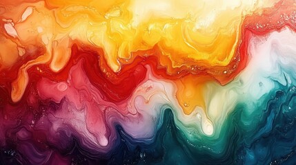 Poster - Abstract colorful fluid art, vibrant swirls, background texture, design element