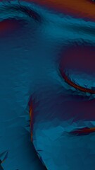 Poster - Abstract 3D low-poly surface with blue gradients and orange accents, creating a futuristic digital texture.