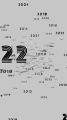 Poster - Abstract floating typography with distorted months and 2025, creating a futuristic motion blur effect.........