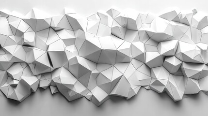 Poster - Abstract white geometric texture, 3D render, wall background, design element