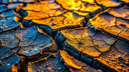 Poster - Abstract Black Texture: Cracked Surface, Deep Layers, Urban Decay Photography