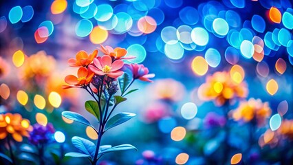 Poster - Abstract Blue Background Blurred Bokeh Lights, Soft Focus, Out of Focus, Defocused