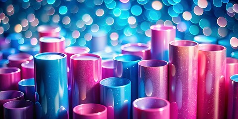 Poster - Abstract Colorful Pink Blue Glossy Cylinders Food Photography Background