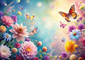 Wall Mural - Abstract Floral Butterfly Background with Copy Space - Elegant Nature Design