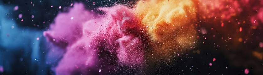Poster - A vibrant explosion of colorful powder creates a dynamic and artistic visual effect, resembling a celebration or creative expression, Holi