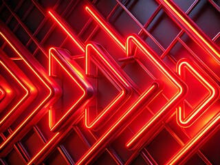 Poster - Abstract Red Neon Arrows Looping Glowing Lines 4K Stock Photo