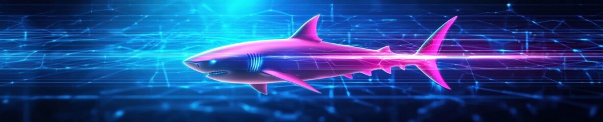 Poster - Futuristic shark design with glowing neon lines and a sleek silhouette