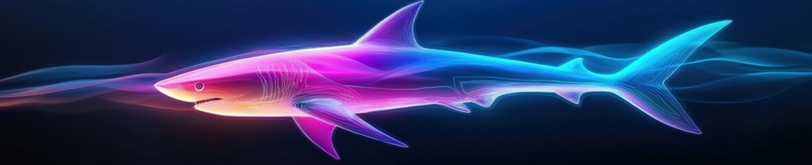 Poster - Futuristic shark design with glowing neon lines and a sleek silhouette