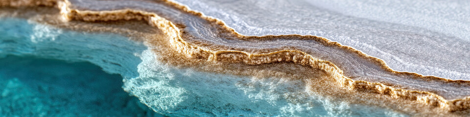 Wall Mural - Close-up of Layered Textured Surface with White, Tan, and Blue Hues