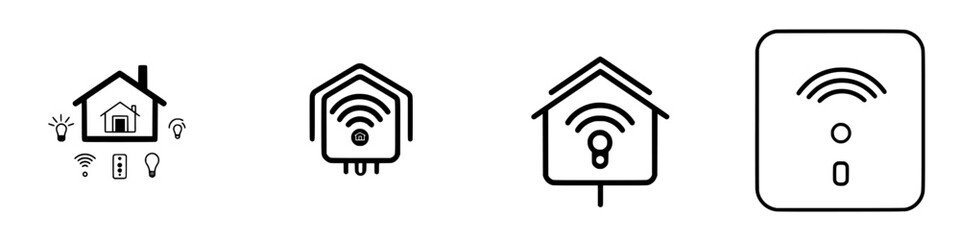 Poster - Icons representing smart home technology features and connectivity for modern living environments