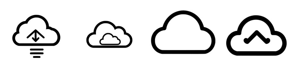 Leinwandbilder - Various cloud icons depicting upload and download actions in a modern, minimalistic design style