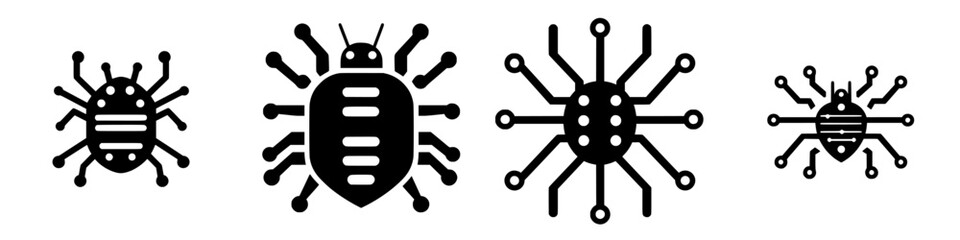 Poster - Various designs of insect-like creatures represented in a black and white minimalist style