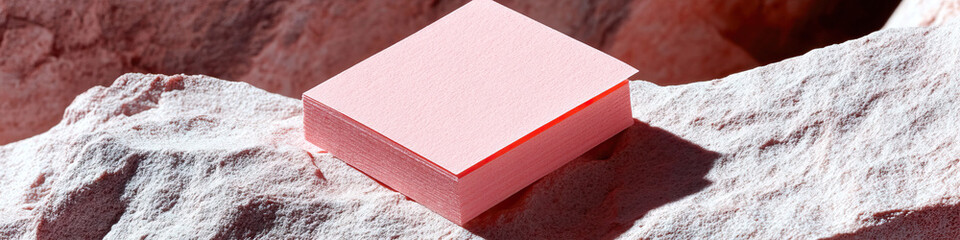 Poster - Pink Paper Stack on Powdery Surface