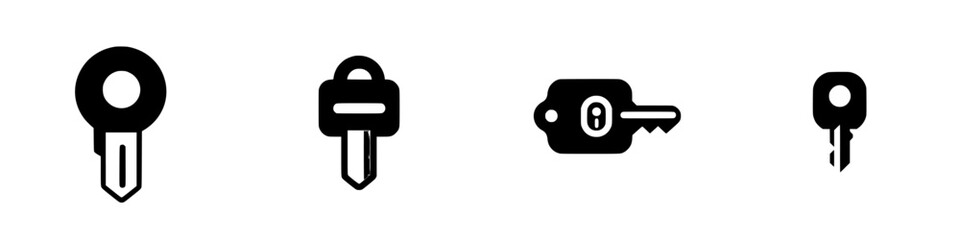Poster - different types of keys displayed in a minimalist and modern style showcasing varying designs and fu