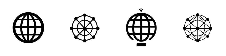 Leinwandbilder - Collection of four globe icons with various designs showcasing global connectivity and communication concepts