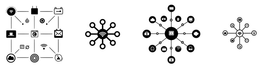 Poster - Visual representation of interconnected network systems highlighting technology and digital communication