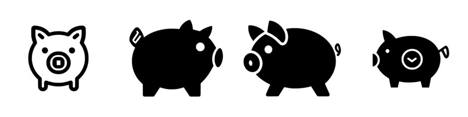 Poster - Various cartoon pig illustrations displaying different poses and designs in a black and white style