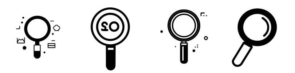 Poster - Various magnifying glass icons representing search and analysis concepts in a minimalist design