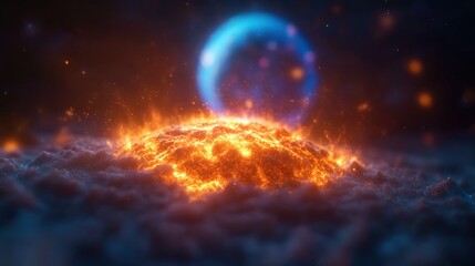 Wall Mural - Fiery cosmic eruption, nebula background, energy, science fiction art