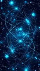 Poster - Abstract Background, Blue Network of Interconnected Nodes And Lines As Dynamic Flow, 3D Rendering