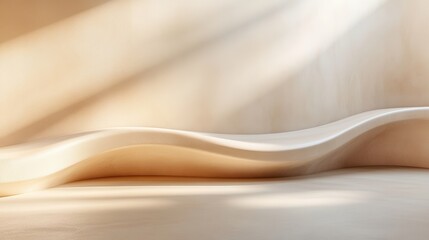 Poster - Soft, Blurred, Close-Up of an Empty Corner with a Wavy Structure and Gentle Light Play in a Minimalist Interior Design Aesthetic