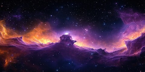Wall Mural - vibrant cosmic nebula panorama in surrealism digital art deep space stars environment virtual realit