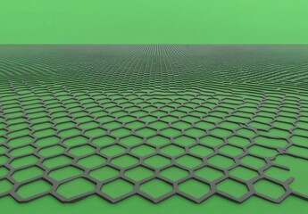 Poster - abstract geometric pattern, light gray hexagonal grid pattern on light lime green background, digita