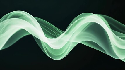 Wall Mural - Green smokey wave with a black background. The smoke is green and it looks like it's moving