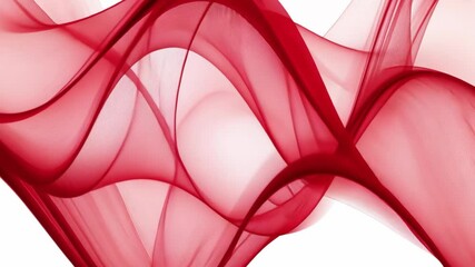 Wall Mural - Red wave of smoke is flowing across a white background. The red smoke is flowing in a wave-like pattern, creating a sense of movement and energy