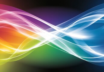 Fototapete - abstract rainbow colored wavy lines on a dark background, glowing effect, digital art style, vibrant